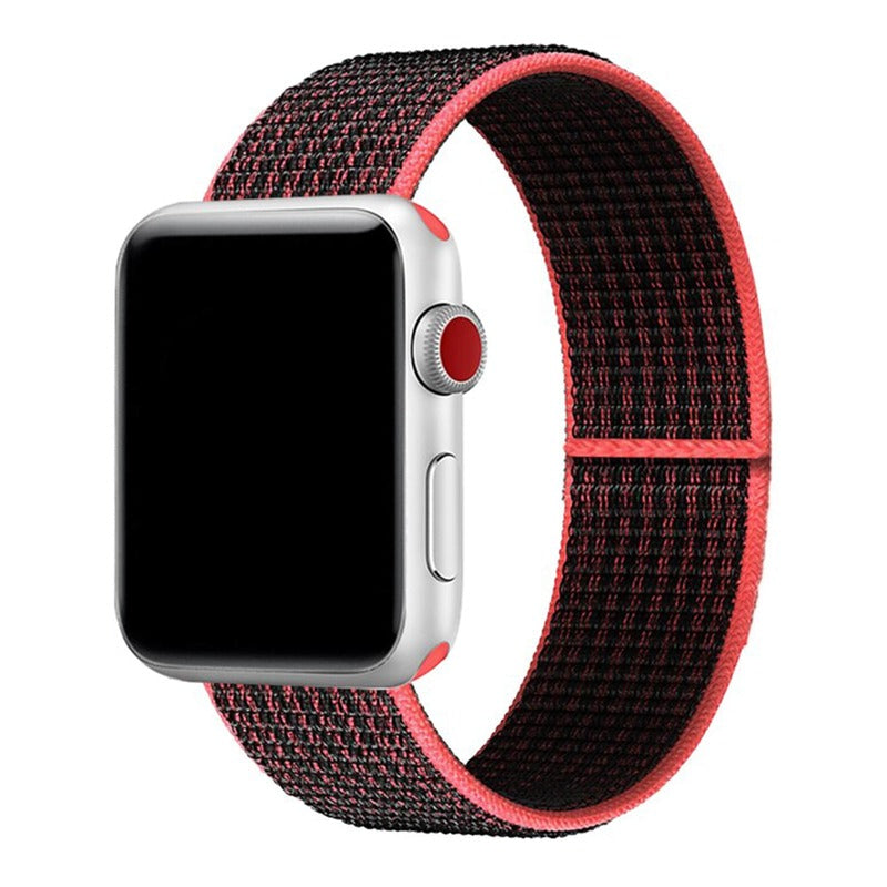 Armband für Apple Watch aus Nylon in der Farbe Red-Black, Modell Barcelona #farbe_Red-Black