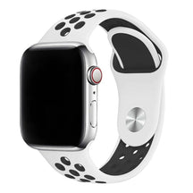 Armband für Apple Watch aus Silikon in der Farbe Weiß Schwarz, Modell Silicon Valley #farbe_Weiß Schwarz