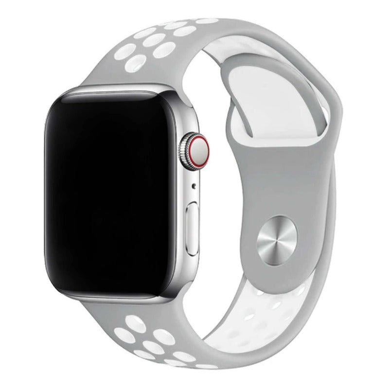 Armband für Apple Watch aus Silikon in der Farbe Hellgrau Weiß, Modell Silicon Valley #farbe_Hellgrau Weiß
