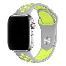 Armband für Apple Watch aus Silikon in der Farbe Hellgrau Neongrün, Modell Silicon Valley #farbe_Hellgrau Neongrün