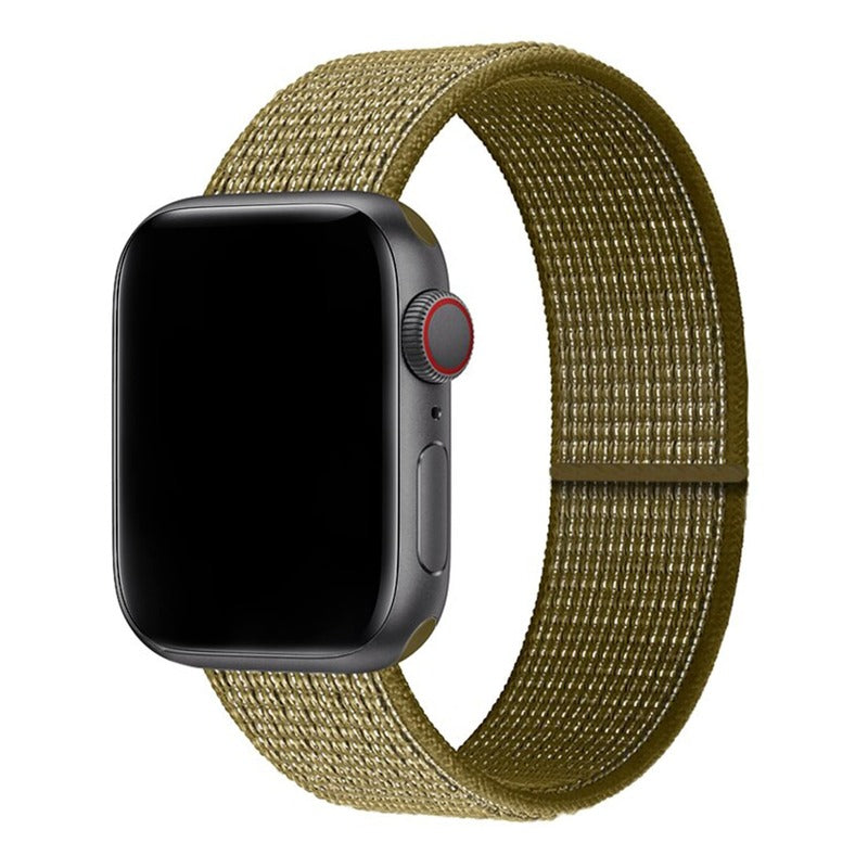 Armband für Apple Watch aus Nylon in der Farbe Olive Flak, Modell Barcelona #farbe_Olive Flak