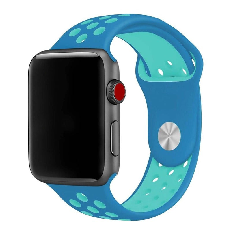 Armband für Apple Watch aus Silikon in der Farbe Hellblau Türkis, Modell Silicon Valley #farbe_Hellblau Türkis