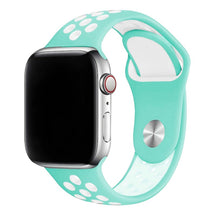 Armband für Apple Watch aus Silikon in der Farbe Türkis Weiß, Modell Silicon Valley #farbe_Türkis Weiß