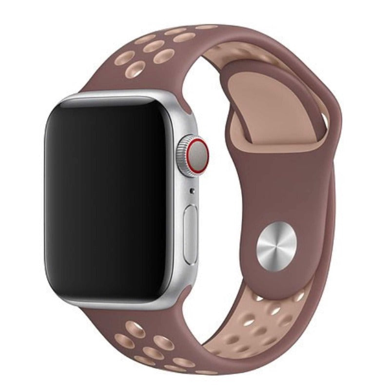 Armband für Apple Watch aus Silikon in der Farbe Braun Hellbraun, Modell Silicon Valley #farbe_Braun Hellbraun