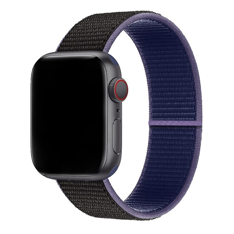 Armband für Apple Watch aus Nylon in der Farbe Midnight Blue-Black, Modell Barcelona #farbe_Midnight Blue-Black