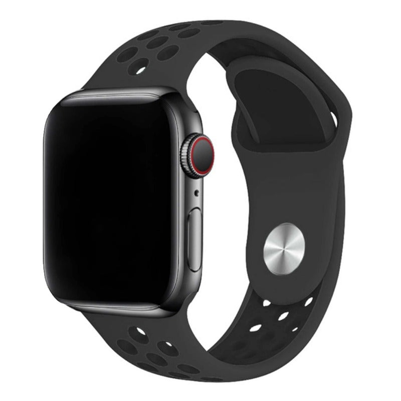 Armband für Apple Watch aus Silikon in der Farbe Schwarz Dunkelgrau, Modell Silicon Valley #farbe_Schwarz Dunkelgrau