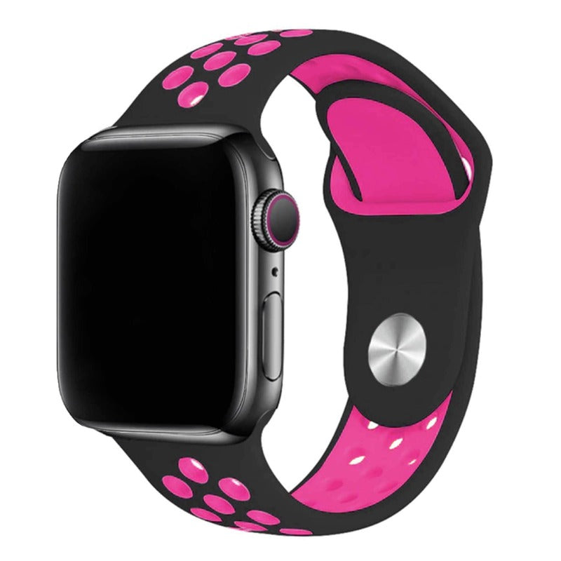 Armband für Apple Watch aus Silikon in der Farbe Schwarz Lila, Modell Silicon Valley #farbe_Schwarz Lila