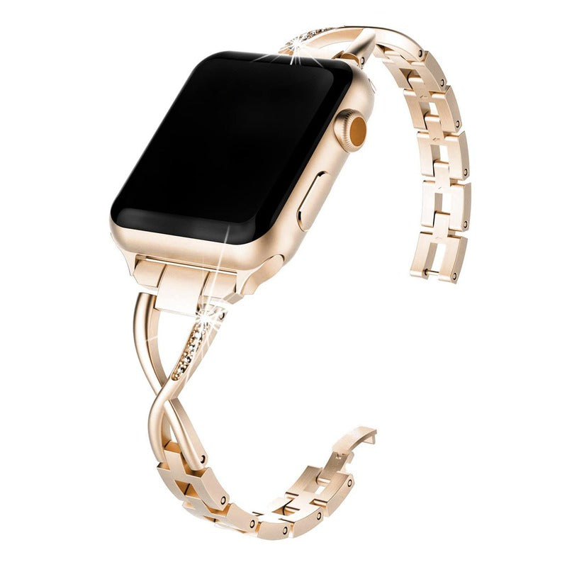 Armband für Apple Watch aus Edelstahl in der Farbe Champagner, Modell Bologna #farbe_Champagner
