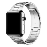 Armband für Apple Watch aus Edelstahl in der Farbe Silber-Schwarz, Modell Manhattan #farbe_Silber