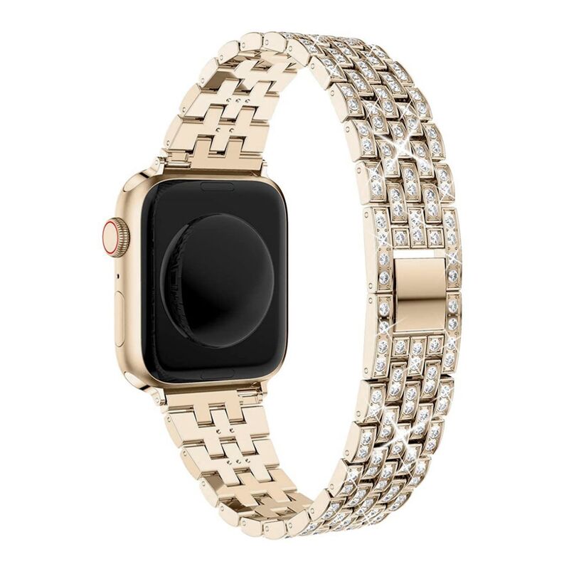 Armband für Apple Watch aus Edelstahl in der Farbe Rotgold, Modell Rome #farbe_Champagner