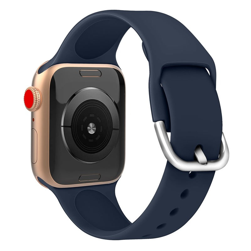 Armband für Apple Watch aus Silikon in der Farbe Grau, Modell Bordeaux #farbe_Dunkelblau