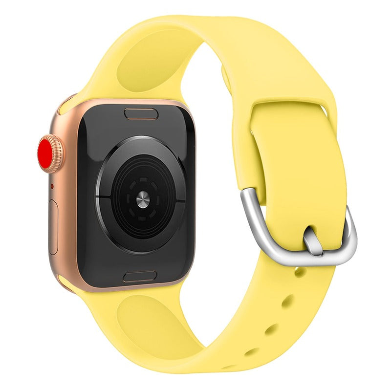 Armband für Apple Watch aus Silikon in der Farbe Dunkelblau, Modell Bordeaux #farbe_Gelb