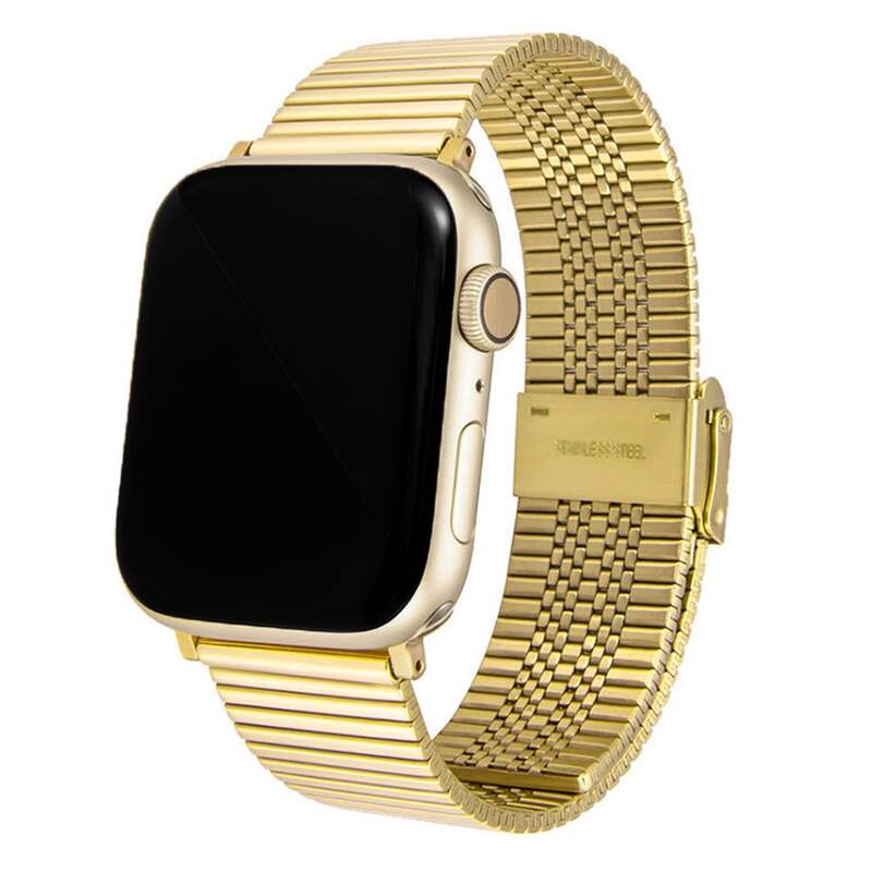 Armband für Apple Watch aus Edelstahl in der Farbe Gold, Modell Santiago #farbe_Gold