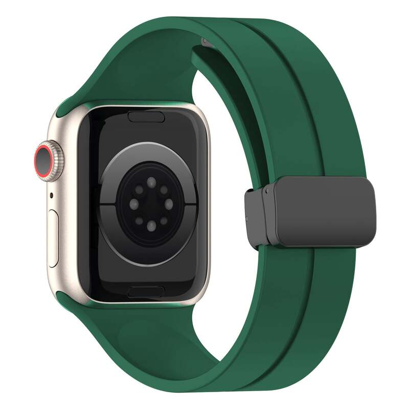 Armband für Apple Watch aus Silikon in der Farbe Mitternachtsgrün, Modell Lahore #farbe_Mitternachtsgrün