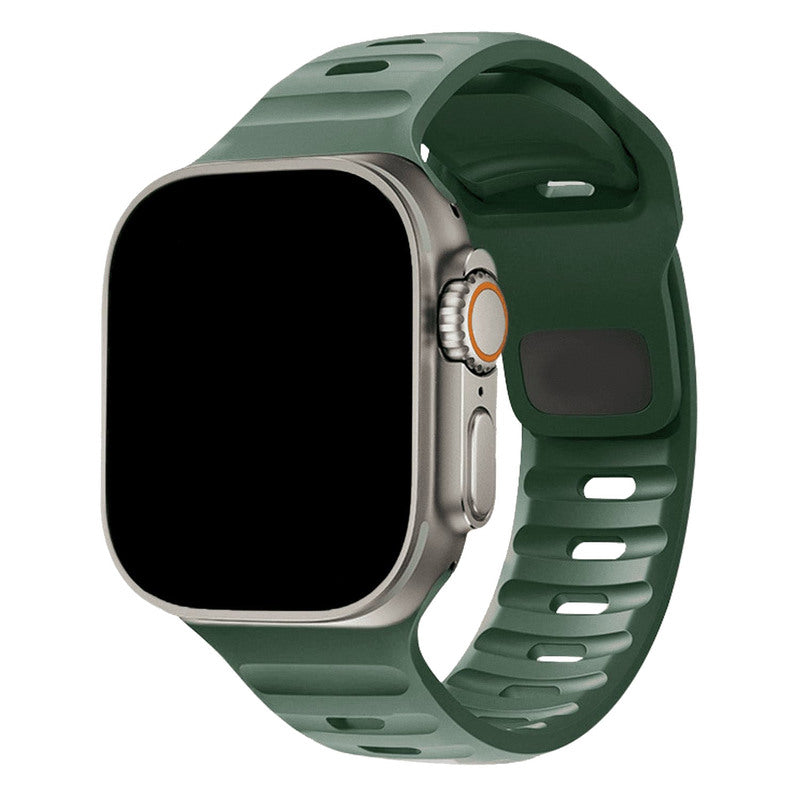 Armband für Apple Watch aus Silikon in der Farbe Mitternachtsgrün, Modell São Paulo #farbe_Mitternachtsgrün