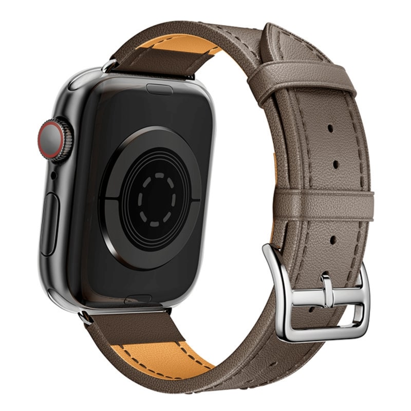 Armband für Apple Watch aus Leder in der Farbe Graugrün, Modell Eastfield #farbe_Graugrün