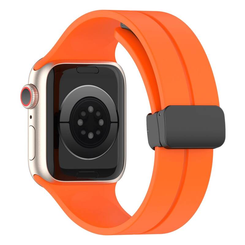 Armband für Apple Watch aus Silikon in der Farbe Rosa, Modell Lahore #farbe_Orange
