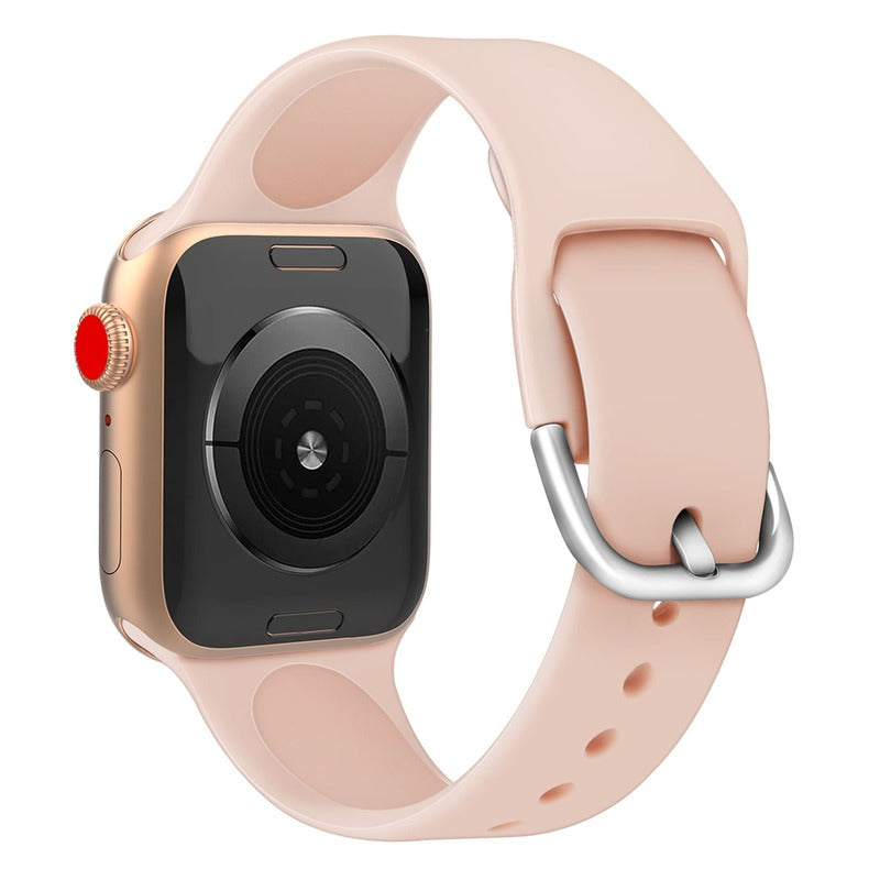 Armband für Apple Watch aus Silikon in der Farbe Pink, Modell Bordeaux #farbe_Pink