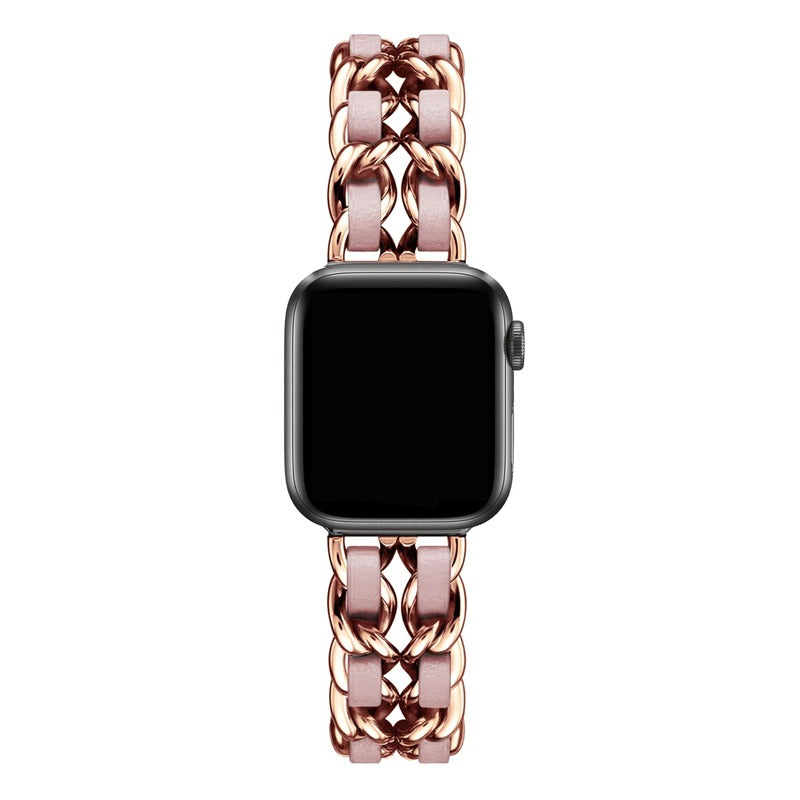 Armband für Apple Watch aus Edelstahl in der Farbe Rosegold-Pink, Modell Montpellier #farbe_Rosegold-Pink
