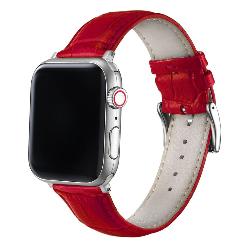 Armband für Apple Watch aus Leder in der Farbe Rot, Modell Sheffield #farbe_Rot