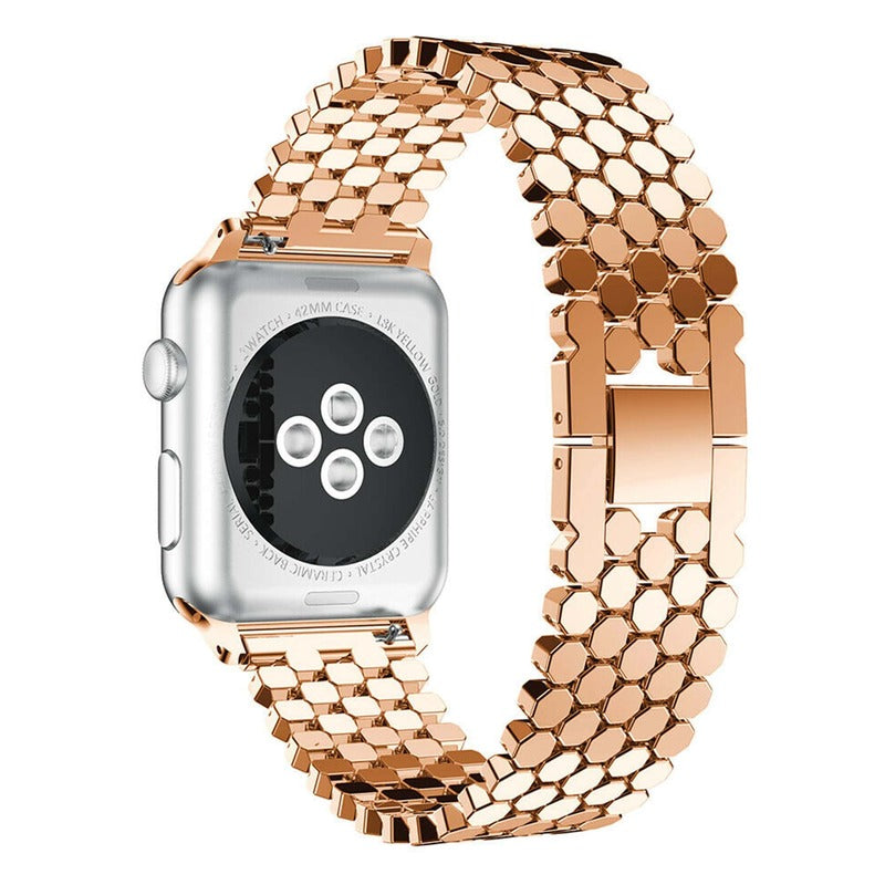 Armband für Apple Watch aus Edelstahl in der Farbe Rotgold, Modell Dubai #farbe_Rotgold