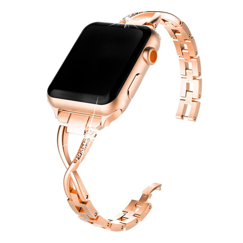 Armband für Apple Watch aus Edelstahl in der Farbe Rotgold, Modell Bologna #farbe_Rotgold