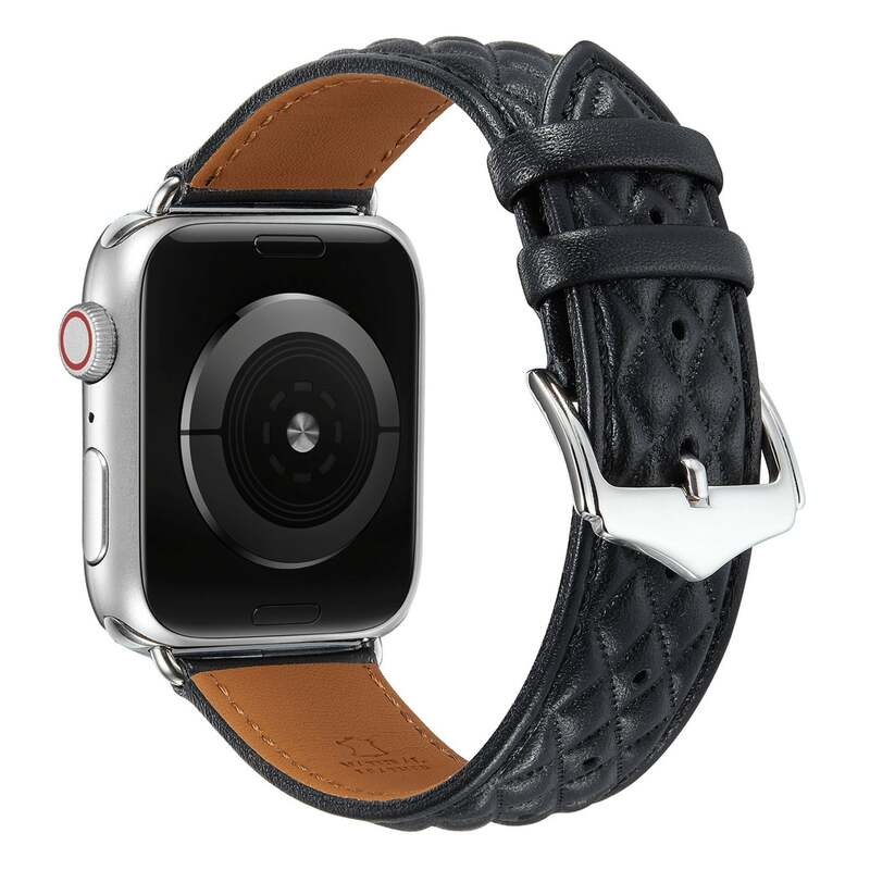 Armband für Apple Watch aus Leder in der Farbe Schwarz, Modell Catania #farbe_Schwarz