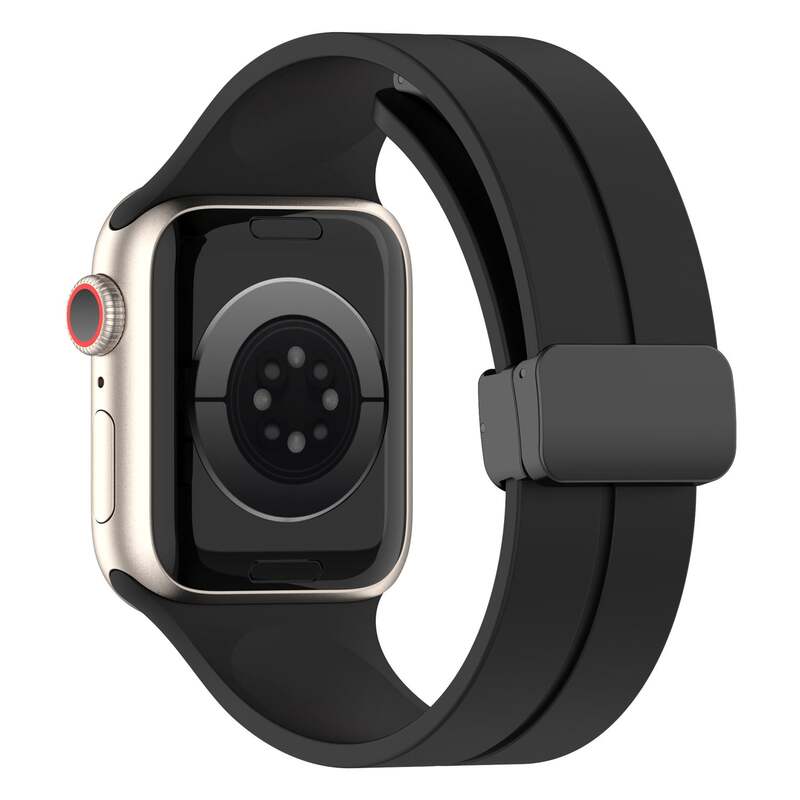 Armband für Apple Watch aus Silikon in der Farbe Schwarz, Modell Lahore #farbe_Schwarz
