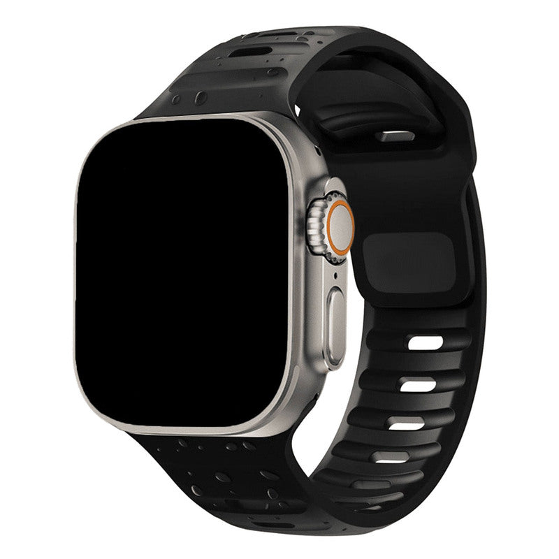 Armband für Apple Watch aus Silikon in der Farbe Schwarz, Modell São Paulo #farbe_Schwarz