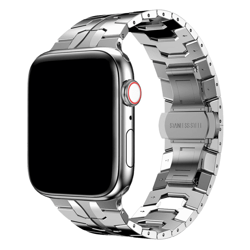 Armband für Apple Watch aus Edelstahl in der Farbe Silber, Modell Mailand #farbe_Silber