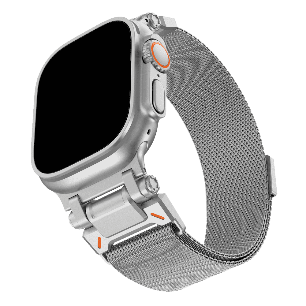 Armband für Apple Watch aus Edelstahl in der Farbe Silber, Modell Denver #farbe_Silber