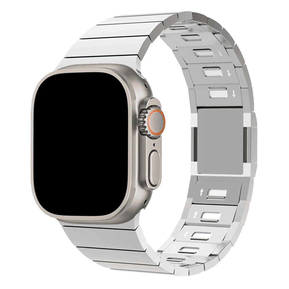 Armband für Apple Watch aus Edelstahl in der Farbe Silber, Modell Memphis #farbe_Silber