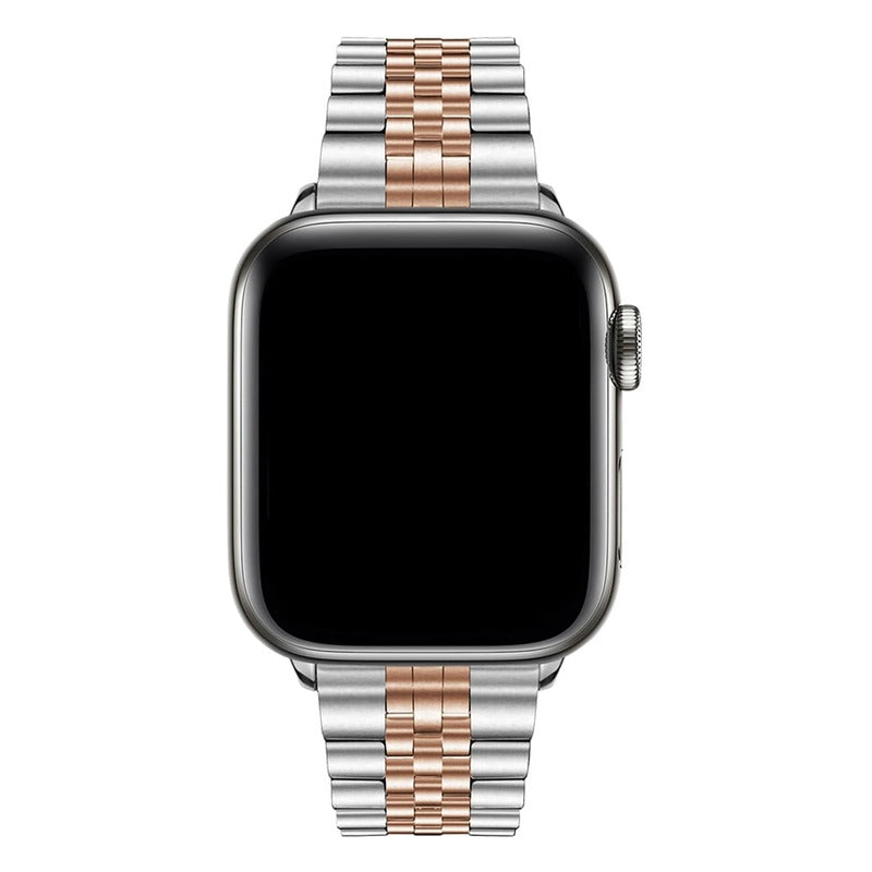 Armband für Apple Watch aus Edelstahl in der Farbe Silber-Rosegold, Modell New York #farbe_Silber-Rosegold