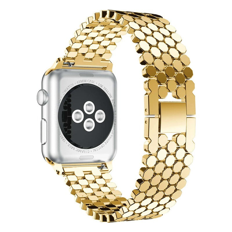 Armband für Apple Watch aus Edelstahl in der Farbe Gold, Modell Dubai #farbe_Gold