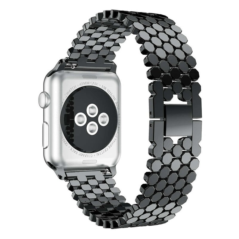 Armband für Apple Watch aus Edelstahl in der Farbe Schwarz, Modell Dubai #farbe_Schwarz