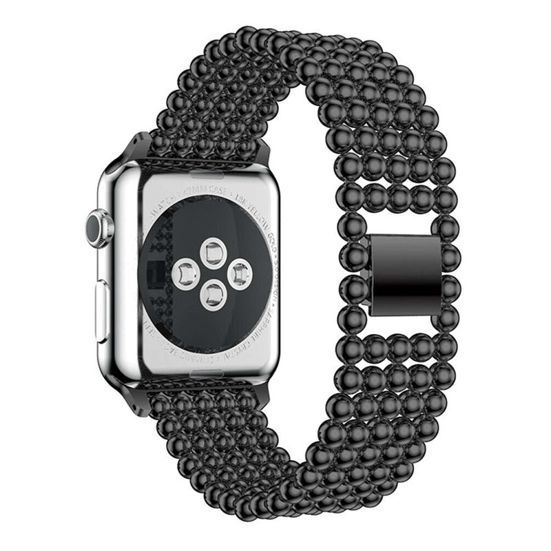 Armband für Apple Watch aus Edelstahl in der Farbe Schwarz, Modell Riga #farbe_Schwarz