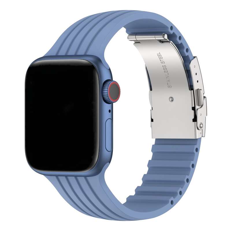 Armband für Apple Watch aus Silikon in der Farbe Blau, Modell Bogotá #farbe_Blau