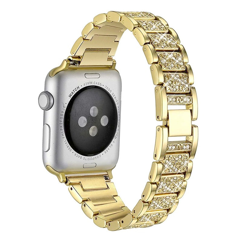Armband für Apple Watch aus Gliederarmband in der Farbe Gold, Modell Paris #farbe_Gold