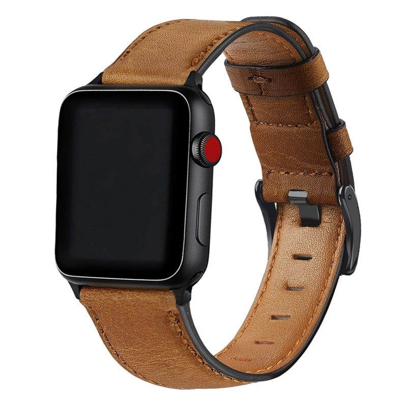 Armband für Apple Watch aus Leder in der Farbe Hellbraun, Modell Stockholm #farbe_Hellbraun
