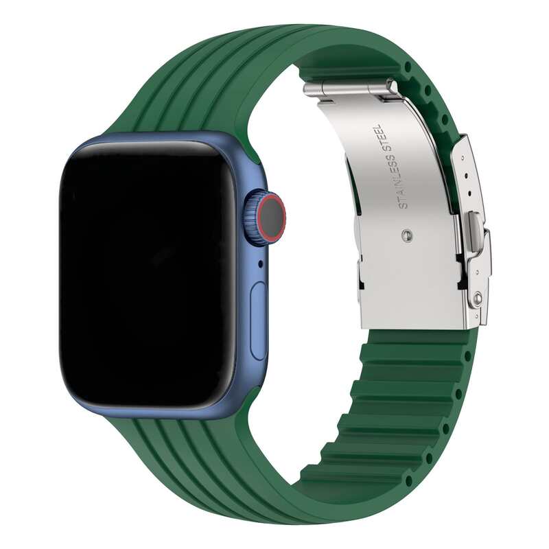 Armband für Apple Watch aus Silikon in der Farbe Grün, Modell Bogotá #farbe_Grün