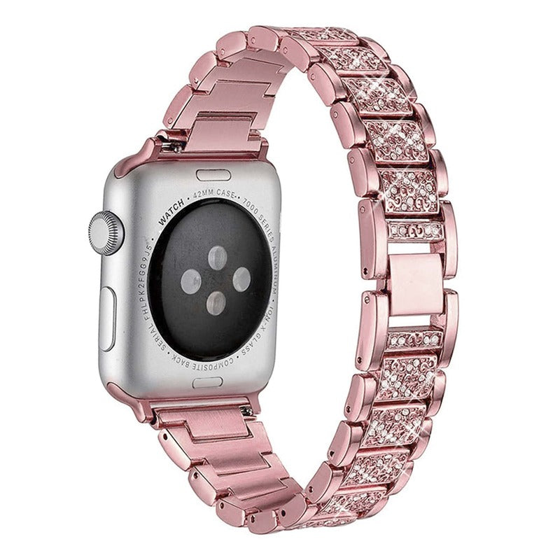 Armband für Apple Watch aus Gliederarmband in der Farbe Pink, Modell Paris #farbe_Pink