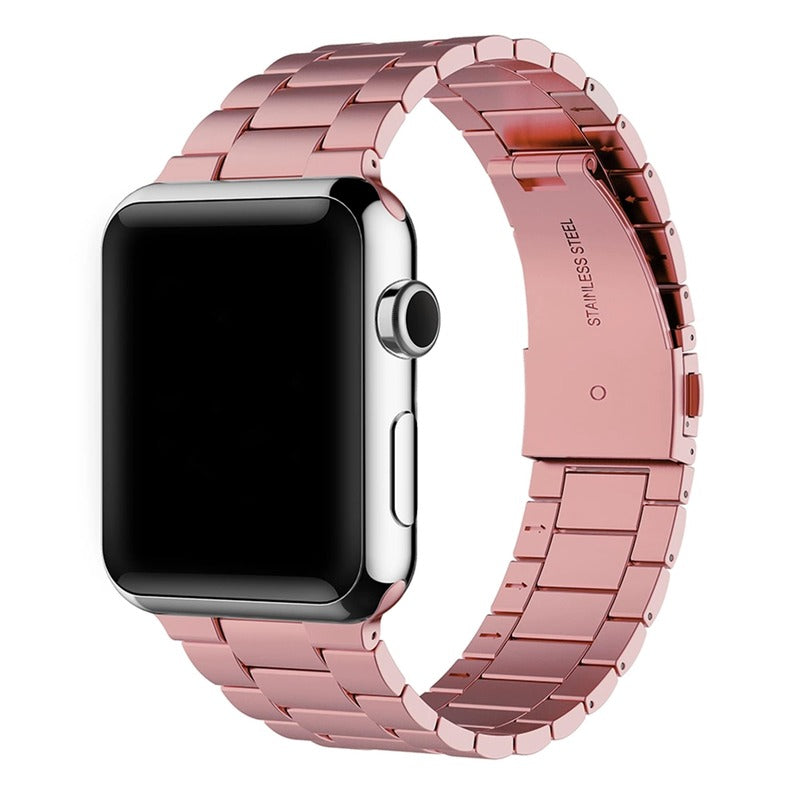 Armband für Apple Watch aus Edelstahl in der Farbe Silber-Gold, Modell Manhattan #farbe_Pink