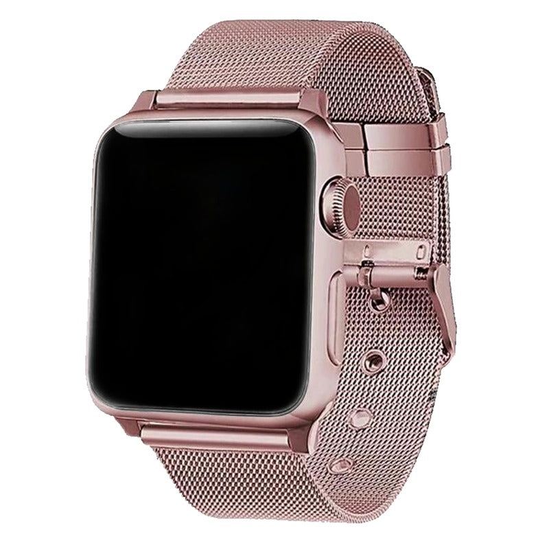 Armband für Apple Watch aus Edelstahl in der Farbe Pink, Modell Valencia #farbe_Pink