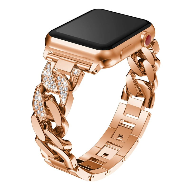 Armband für Apple Watch aus Edelstahl in der Farbe Gold, Modell Nizza #farbe_Rotgold