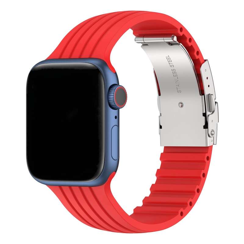 Armband für Apple Watch aus Silikon in der Farbe Rot, Modell Bogotá #farbe_Rot