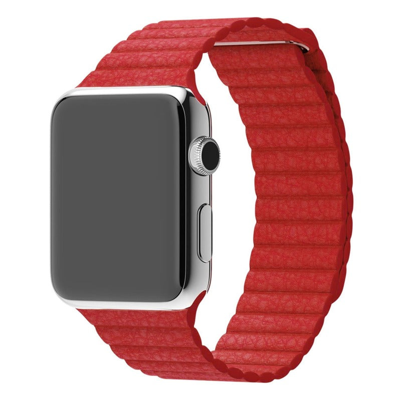 Armband für Apple Watch aus Leder in der Farbe Rot, Modell Marseille #farbe_Rot