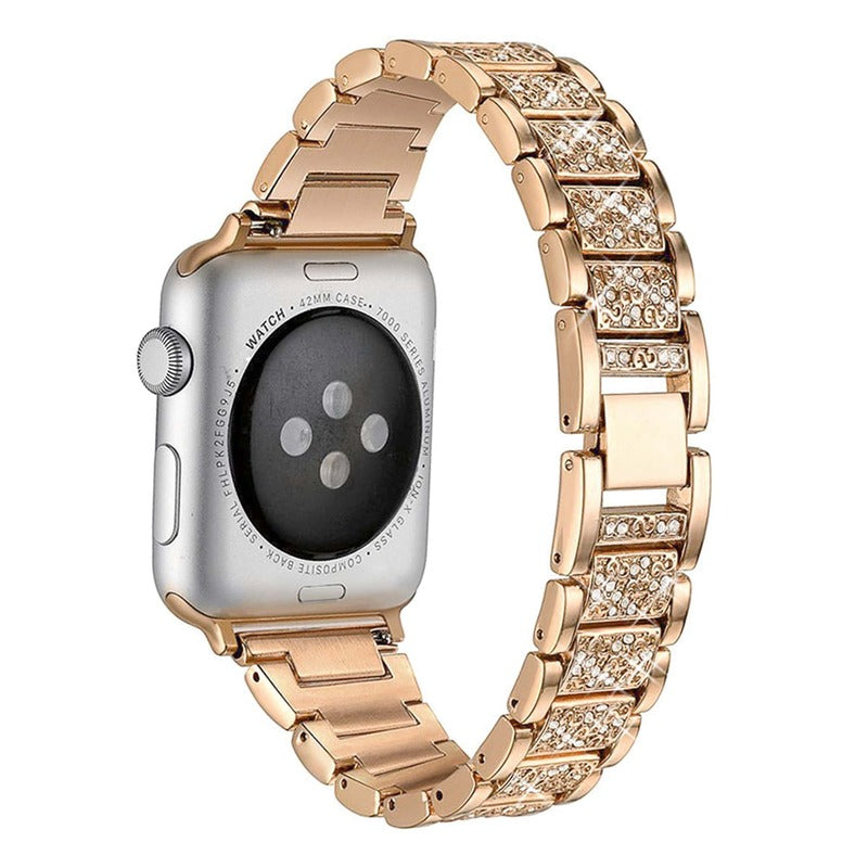 Armband für Apple Watch aus Gliederarmband in der Farbe Rotgold, Modell Paris #farbe_Rotgold
