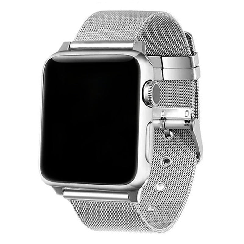 Armband für Apple Watch aus Edelstahl in der Farbe Silber, Modell Valencia #farbe_Silber