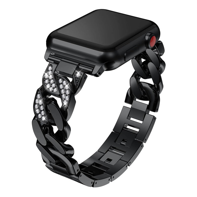 Armband für Apple Watch aus Edelstahl in der Farbe Schwarz, Modell Nizza #farbe_Schwarz