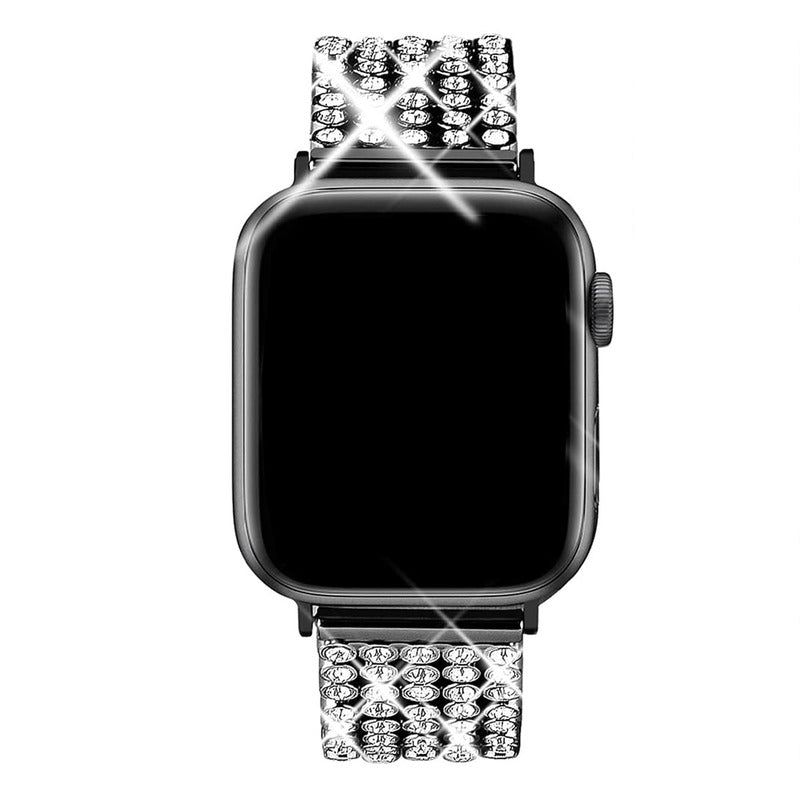 Armband für Apple Watch aus Edelstahl in der Farbe Schwarz, Modell Ferrara #farbe_Schwarz